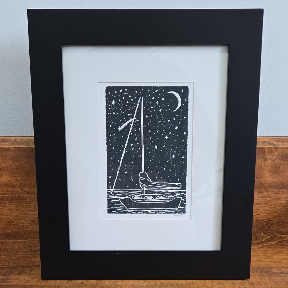 Sailboat Woodblock Print